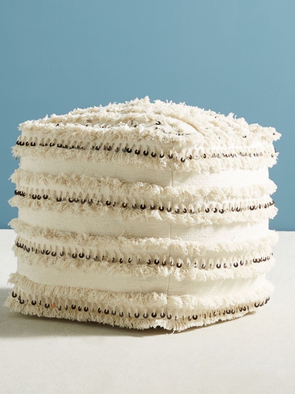EUC Anthropologie Moroccan Wedding Pouf, 18” cube